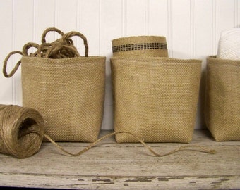 free shipping - burlap basket - natural - organize - storage basket - bin - fabric basket - large basket - fabric container - baskets