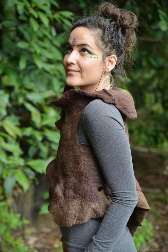 Felt Melted Woodland Forest Nymph High Collar Double Front
