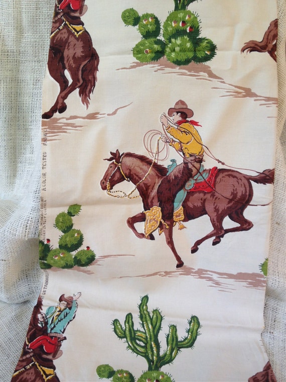 VINTAGE Western Cowboy Rodeo Fabric by PinkDoor on Etsy