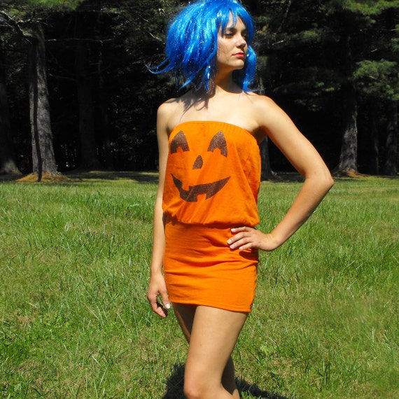 Jack O Lantern Womens Halloween Costume Recycled Ooak 