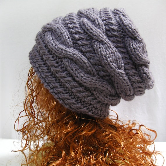 Slouchy Hat Knitting Pattern- Slouchy Knit Hat Pattern- Slouchy Hats- Straigh...