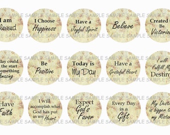 INSTANT DOWNLOAD...Religious Inspired...... Inspirational Quotes...1 Inch Circle Image Collage for Bottle Caps...Buy 3 get 1