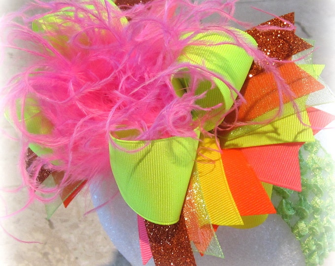 Neon Over the Top Hair Bow, Neon OTT Bow, Big Hair Bow, Large Hairbow, 6" Bows, Big Bows, baby headband, large hair bows, toddler girl bows
