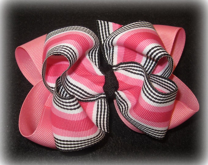 Girls Hair Bows, Boutique Bows, Big Bows, Layered hairbow, Striped hairbows, Licorice stripe bow, Baby Hairbow, large Hair Bow, 5 inh bow, 4