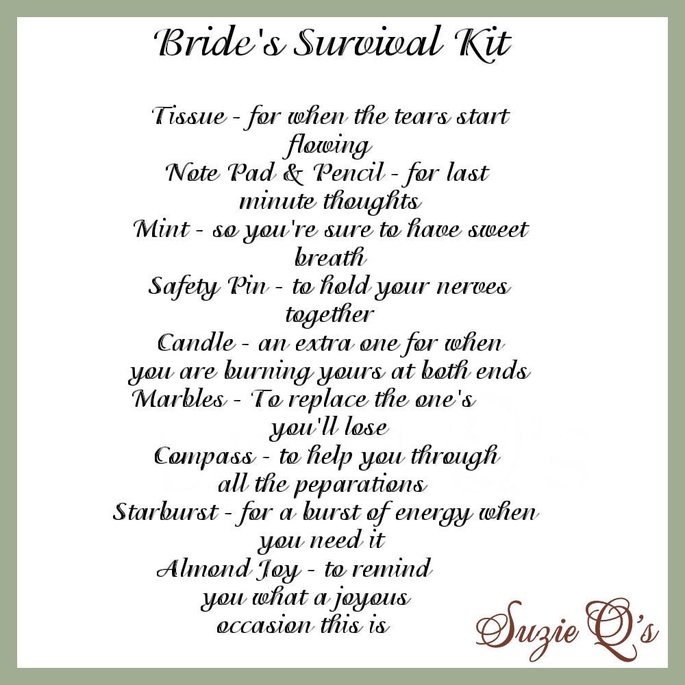 Bride's Survival Kit includes Topper and Card by SuzieQsCrafts