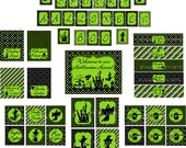 Digital, Halloween Party Package, Halloween Decoration, Black and Green, Spooky Halloween, Spooky Party, PDF Printable INSTANT DOWNLOAD Il_170x135