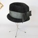 Vintage hat / black vintage hat / equestrian hat / Black velour / 1920s cloche hat with bow size small