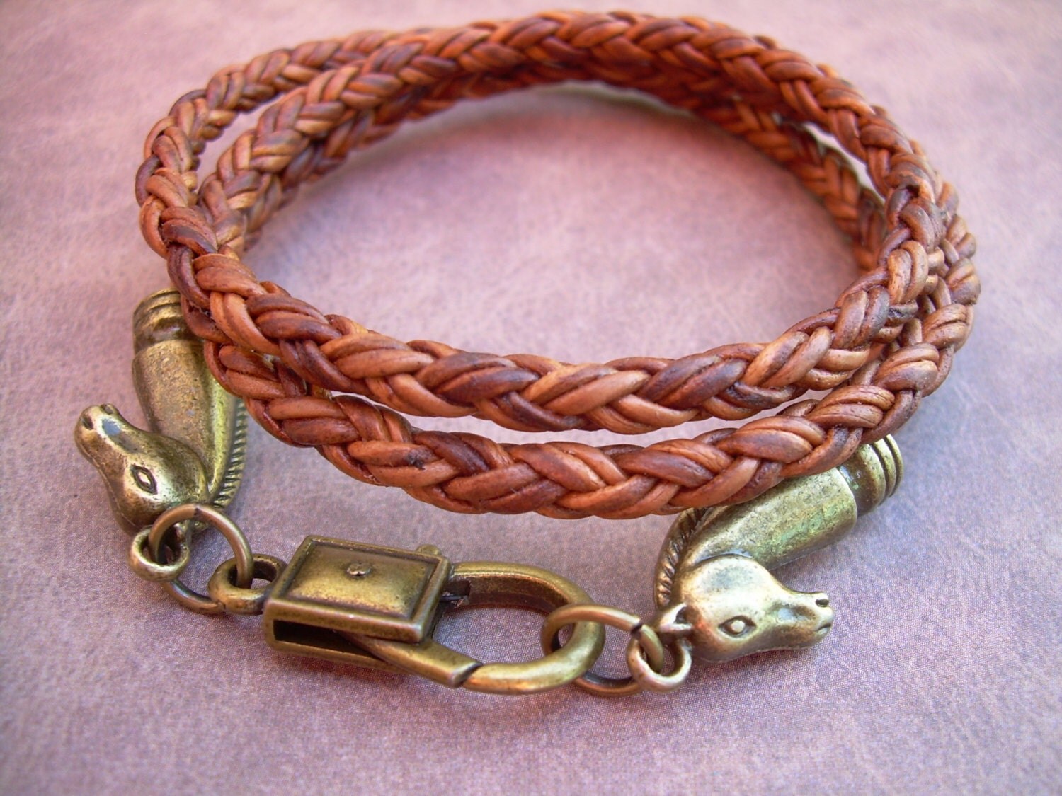 Leather Bracelet Horse Bracelet Equine Equestrian Triple