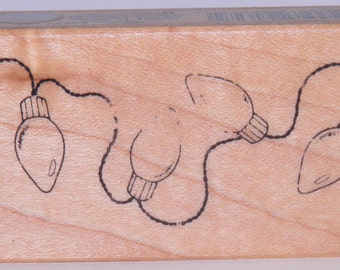 ON SALE Christmas Lights Rubber Stamp