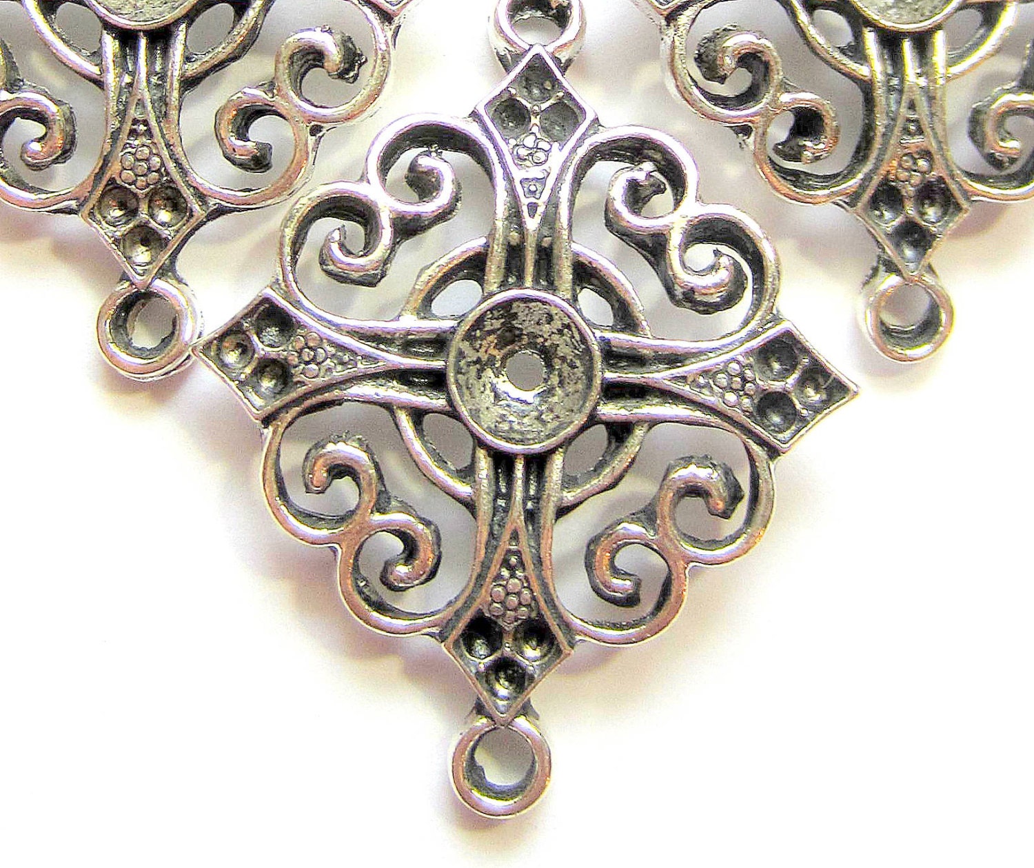 8 Jewelry connectors antique silver connector links filigree