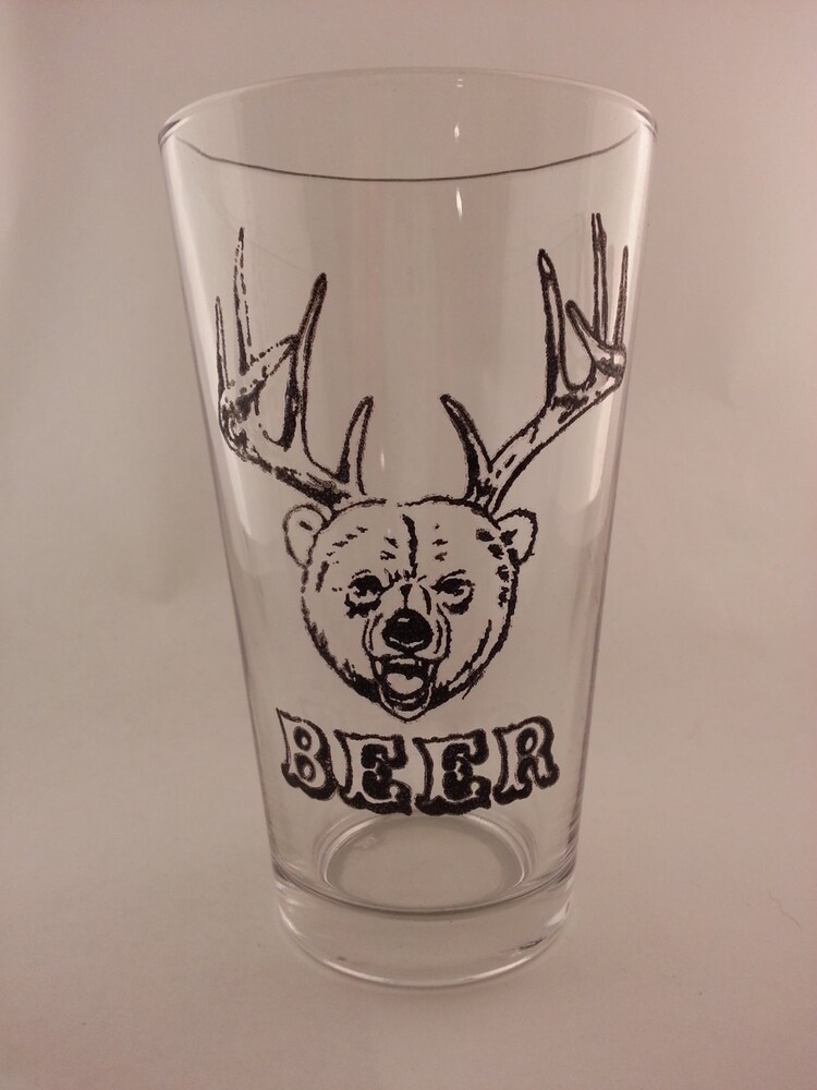 Beer Glass Screen Printed Pint Glass by HollidayGlass on Etsy