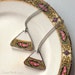 Two matching vintage rose china broken china jewelry shard pendants recycled plate