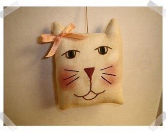 Cat Ornament/ Muslin Fabric /Hand Embroidered/ Handmade**