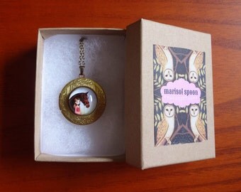 Scarlett and Blaze locket horse equesterian locket by Marisol Spoon