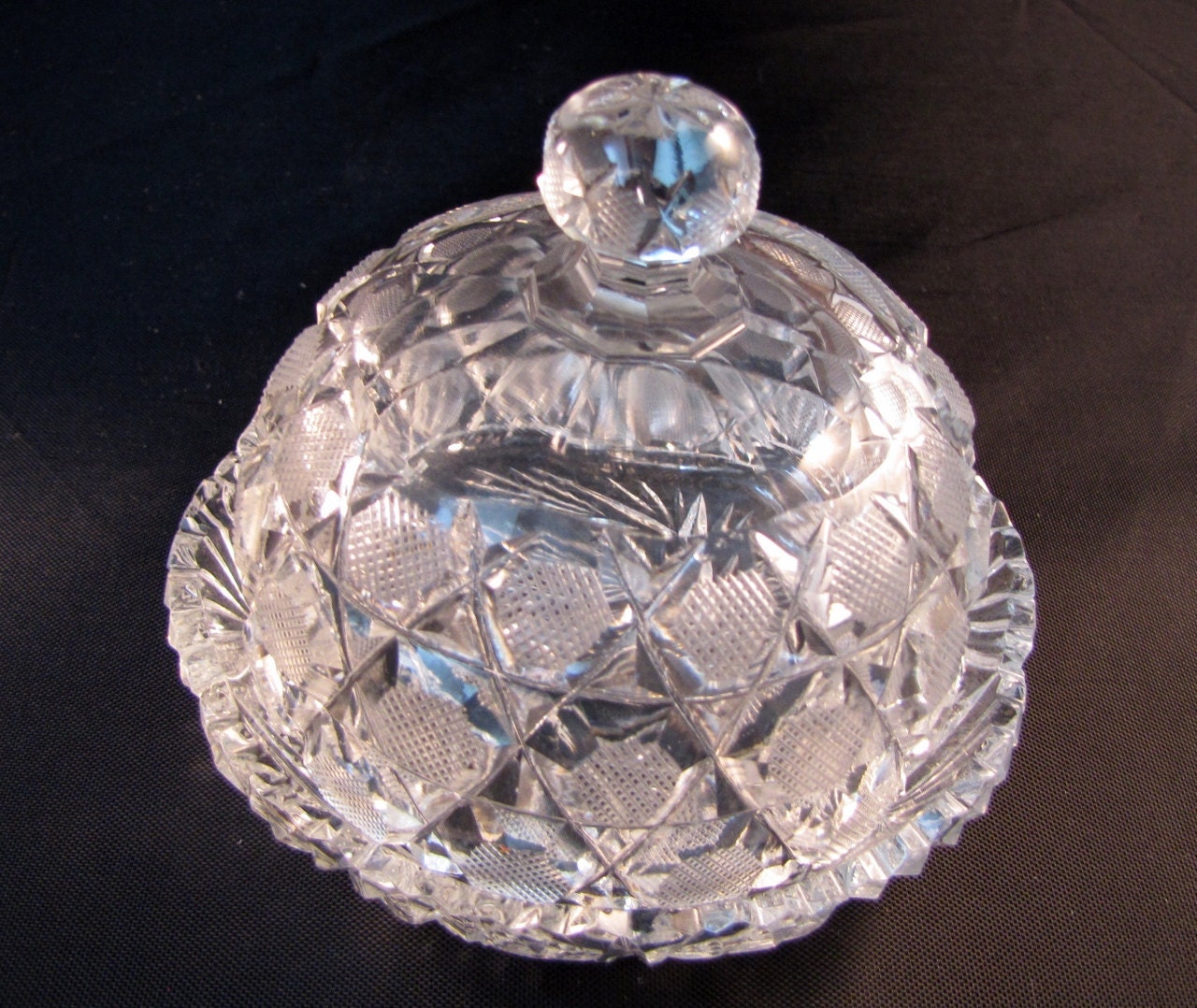 Glass Butter Dish Cut Glass Butter Dish Saw Tooth Edge