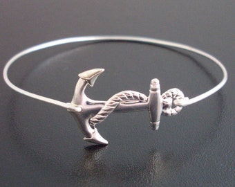 Nautical Anchor Bracelet, Anchor Charm Bangle, Summer Jewelry, Nautical Bracelet, Gift Under 25