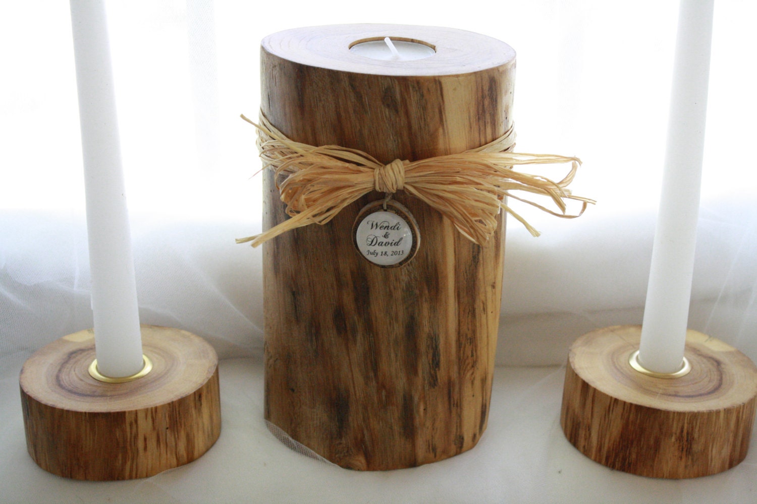 Rustic Wood Wedding Unity CandlePersonalized