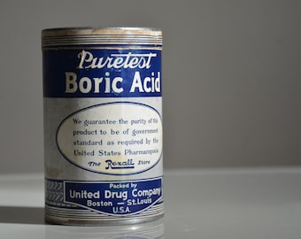 Vintage Puretest Boric Acid. United Drug Company of Boston and St. Louis.