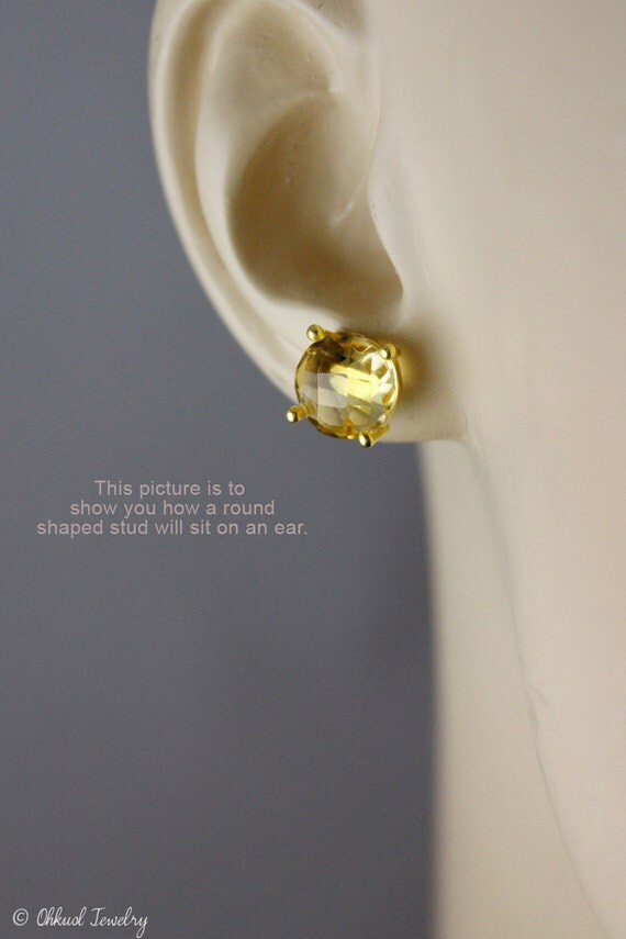 Crystal Quartz Earrings Round Crystal Studs by OhKuol on Etsy