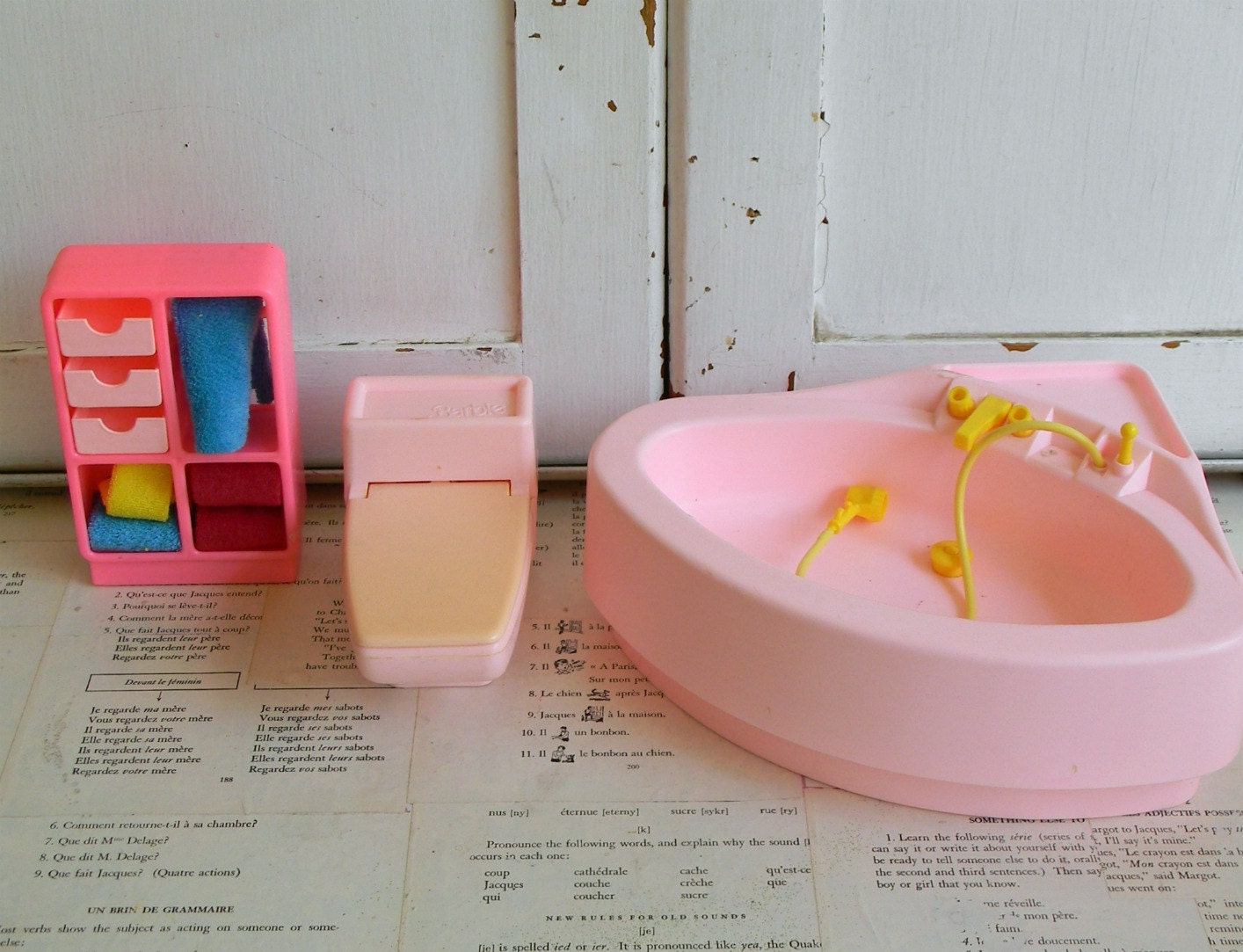 RESERVED vintage barbie dream house bathroom set
