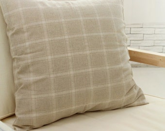 Yarn dyed Check Ivory on Linen Blended WIDE 145cm, U7147