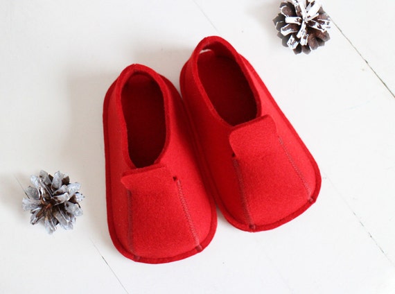 Eco-friendly Industrial Wool Felt Toddler / Kids Slippers / Suede Soles / Size US 5 - 9