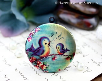 New Technology - 1pcs 33mm (PL-33-490) Handmade Antique Bronze Brass Photo Locket Pendant / Charm