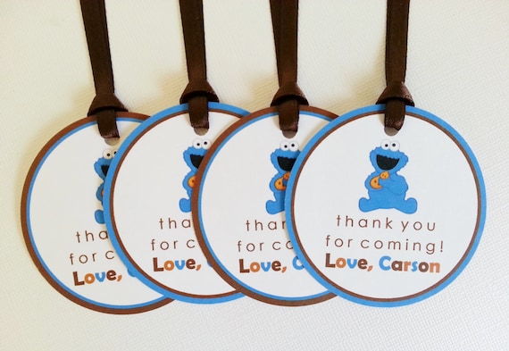Cookie Monster Inspired Favor Tags - Birthday Party Decorations - SET OF 12