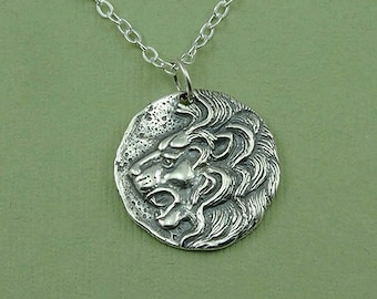 Lion Necklace - Sterling Silver Lion Head Pendant Jewelry, Leo Zodiac Necklace, Leo Necklace, Birthday Gift,