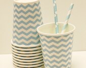 Paper Cups, Pastel Blue Chevron Party Drink Cups, ( 10 ) Party Favor Cups, Baby Shower, Punch, Lemonade, Tea, Soda, Wedding, Easter Buffet Il_170x135