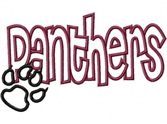 Panthers with Paw Print Embroidery Machine Applique Design