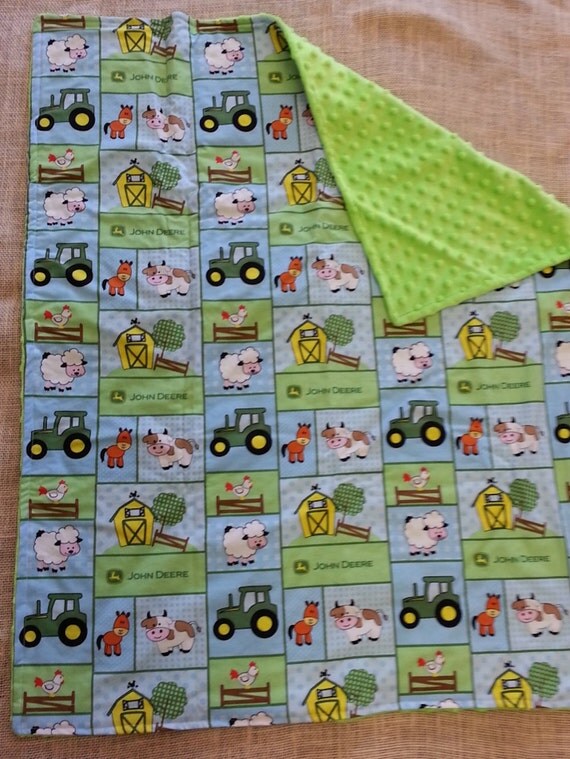 John Deere Minky Blanket by Thredz4Kidz on Etsy