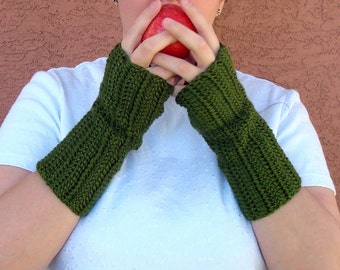 Cypress Green Fingerless Gloves, Crochet Fingerless Gloves, Wrist Warmers, Arm Warmers, Fingerless Mittens for Men or Women MADE TO ORDER