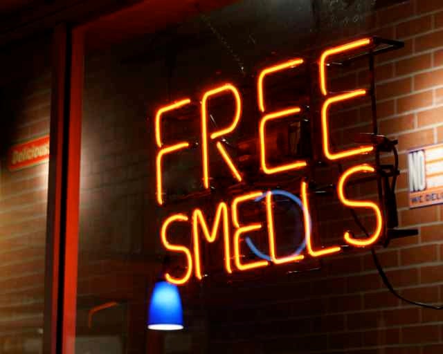 Free Smells Neon Sign Art Photo Late Night Sandwich Shop