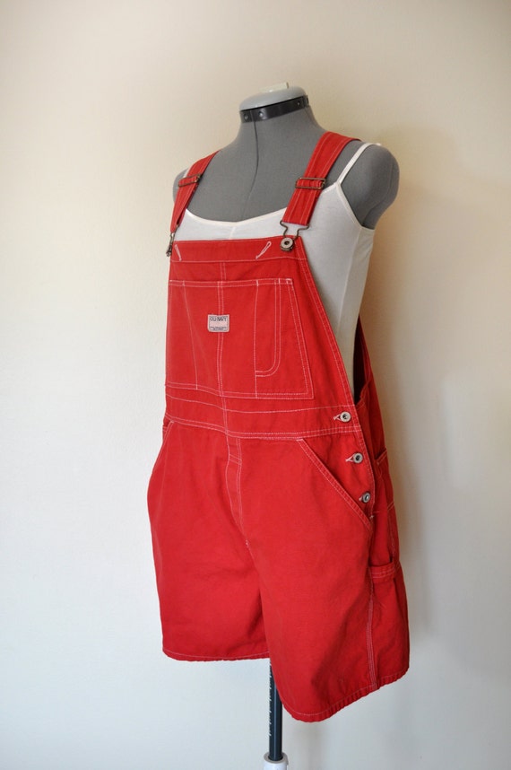 Red Bib OVERALLS Hand Dyed Scarlet Red Old Navy Cotton