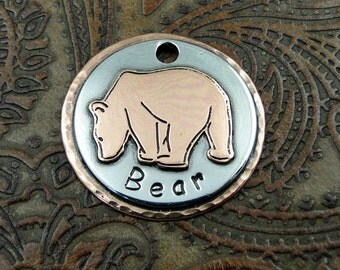 Custom Bear ID Dog Tag, Handmade Dog Collar Tag, Personalized Bear Dog Tag - Pet Tag