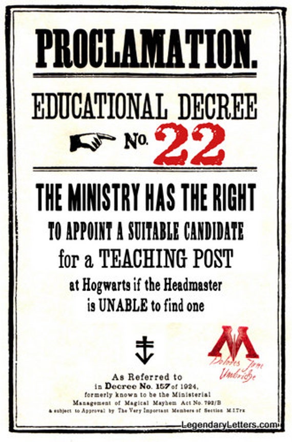 Educational Decree Wizarding Proclamation 22 Teaching Post