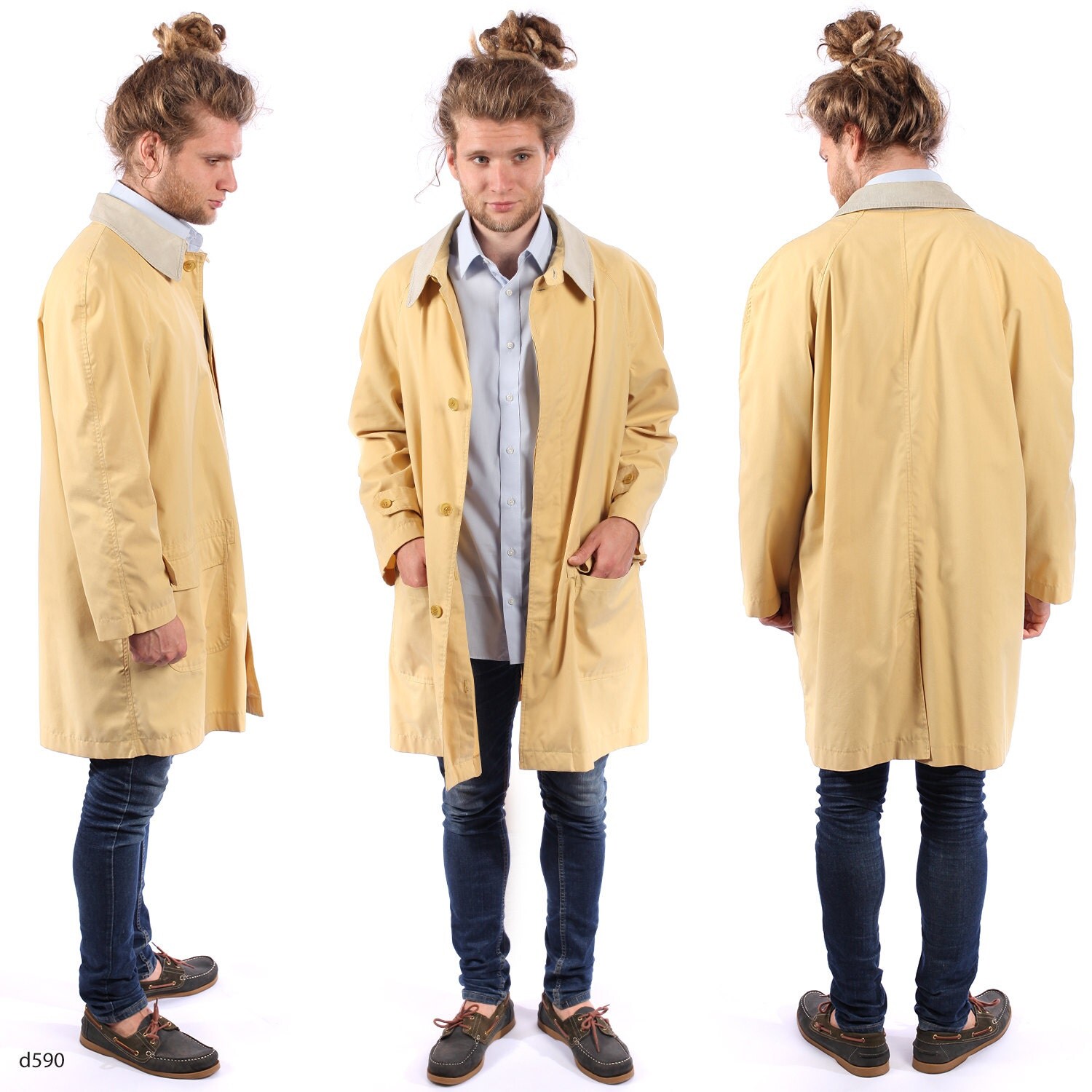 Yellow Men S Fashion Waxed Field Jacket Remembertooltipon