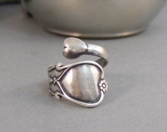 ... Ring,Silver Ring,Wrapped,Heart Ring,Adjustable,,Heart Ring,Heart
