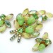 Vintage Brooch & Earrings Set Juliana Green Grape Two Tone Tiger Striped DeLizza and Elster Demi Parure