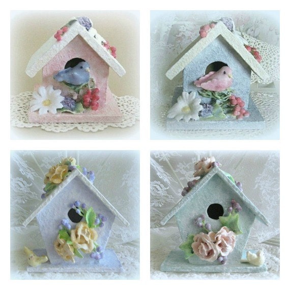 Baby Girl Nursery Bird Decor Wood Birdhouse Decor Baby Girl