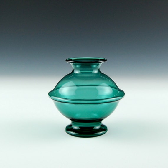 Items similar to Hand Blown Glass Vase, Teal Bud Vase on Etsy