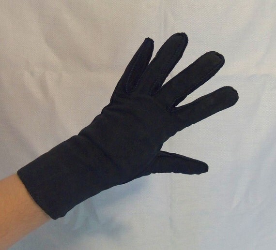 Navy Blue Faux Suede Winter Gloves. Fully by PhantomWardrobe
