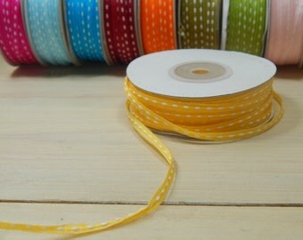 50 Yard Full Reel 3mm Double-Sided Sitched Organza Ribbon in Banana Yellow