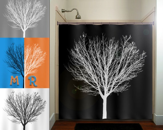 white winter tree black shower curtain bathroom decor fabric white winter tree black shower curtain bathroom decor fabric