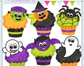 Halloween Cupcakes Cute Digital Clipart - Commercial Use OK - Halloween Clipart - Halloween Graphics Il_170x135