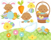 Easter Baby Boys V2 Cute Digital Clipart - Commercial Use OK - Easter Baby Clipart - Easter Clipart, Easter Graphics Il_170x135