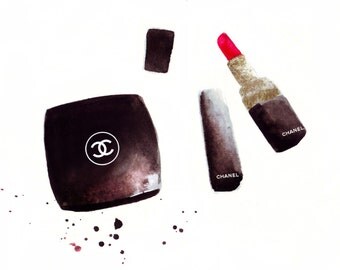 Watercolour fashion illustration Titled Chanel Boudoir