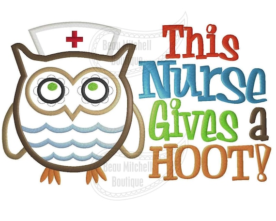 Download This Nurse gives a hoot applique embroidery design