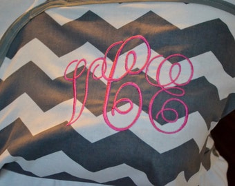 Grey and White Chevron Adult Arm Sling with Monogram